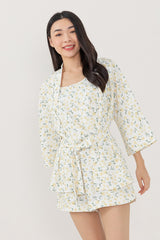 Laurel Printed Kimono in White