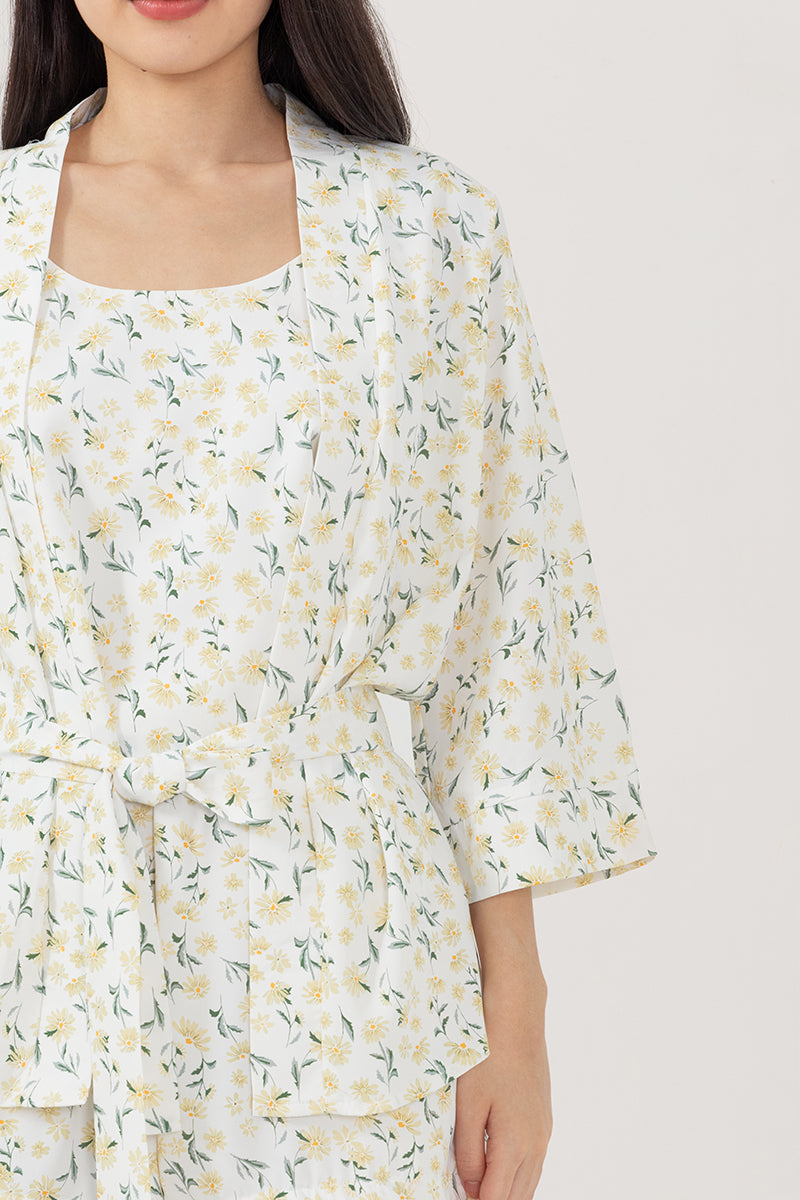 Laurel Printed Kimono in White