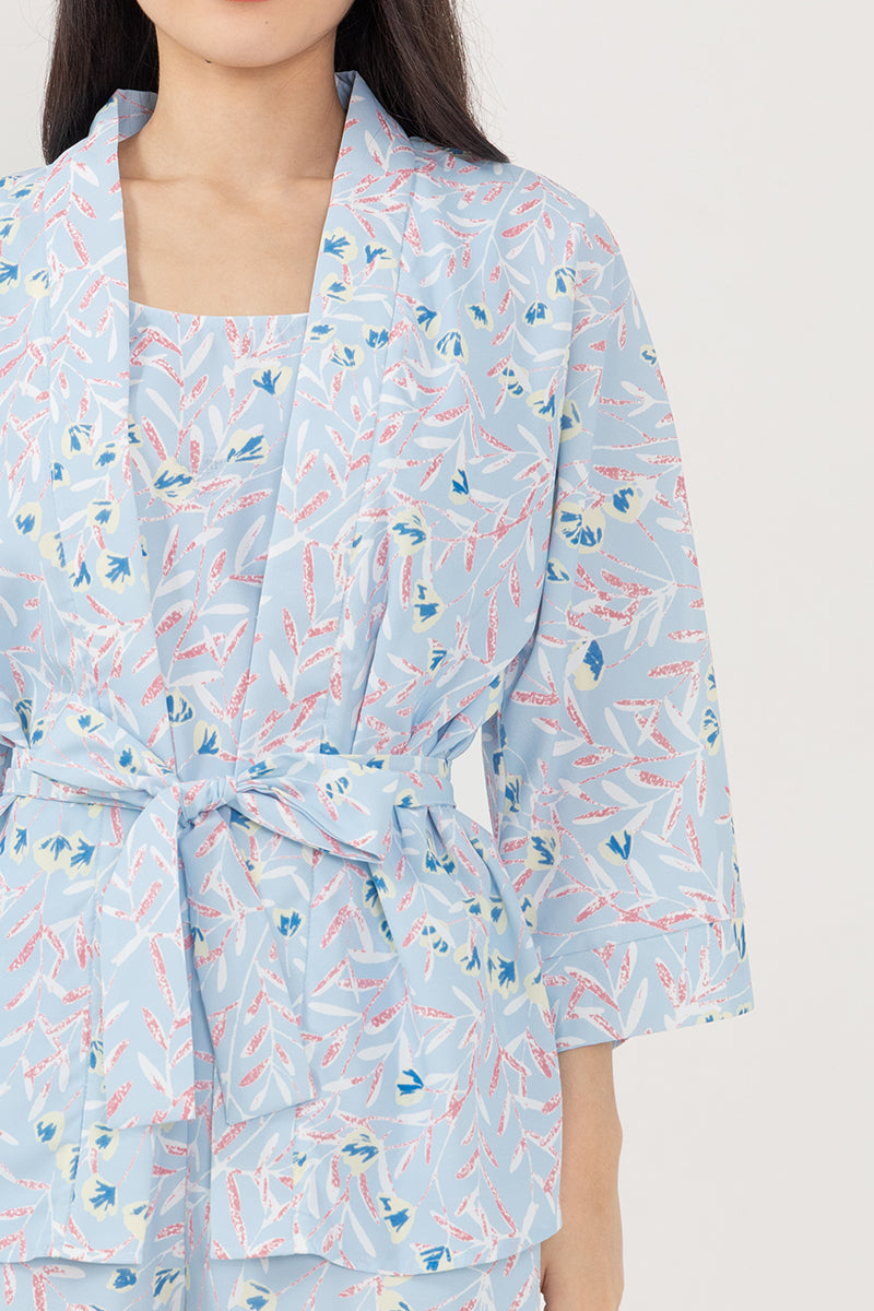 Odelia Printed Kimono in Light Blue