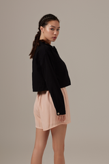 Amira Button Front Crop Jacket in Black