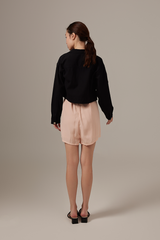 Amira Button Front Crop Jacket in Black