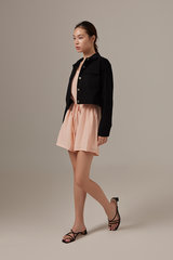 Amira Button Front Crop Jacket in Black