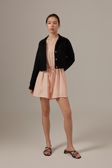 Amira Button Front Crop Jacket in Black