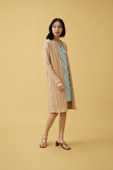 Charis Cable Knit Cardigan in Beige