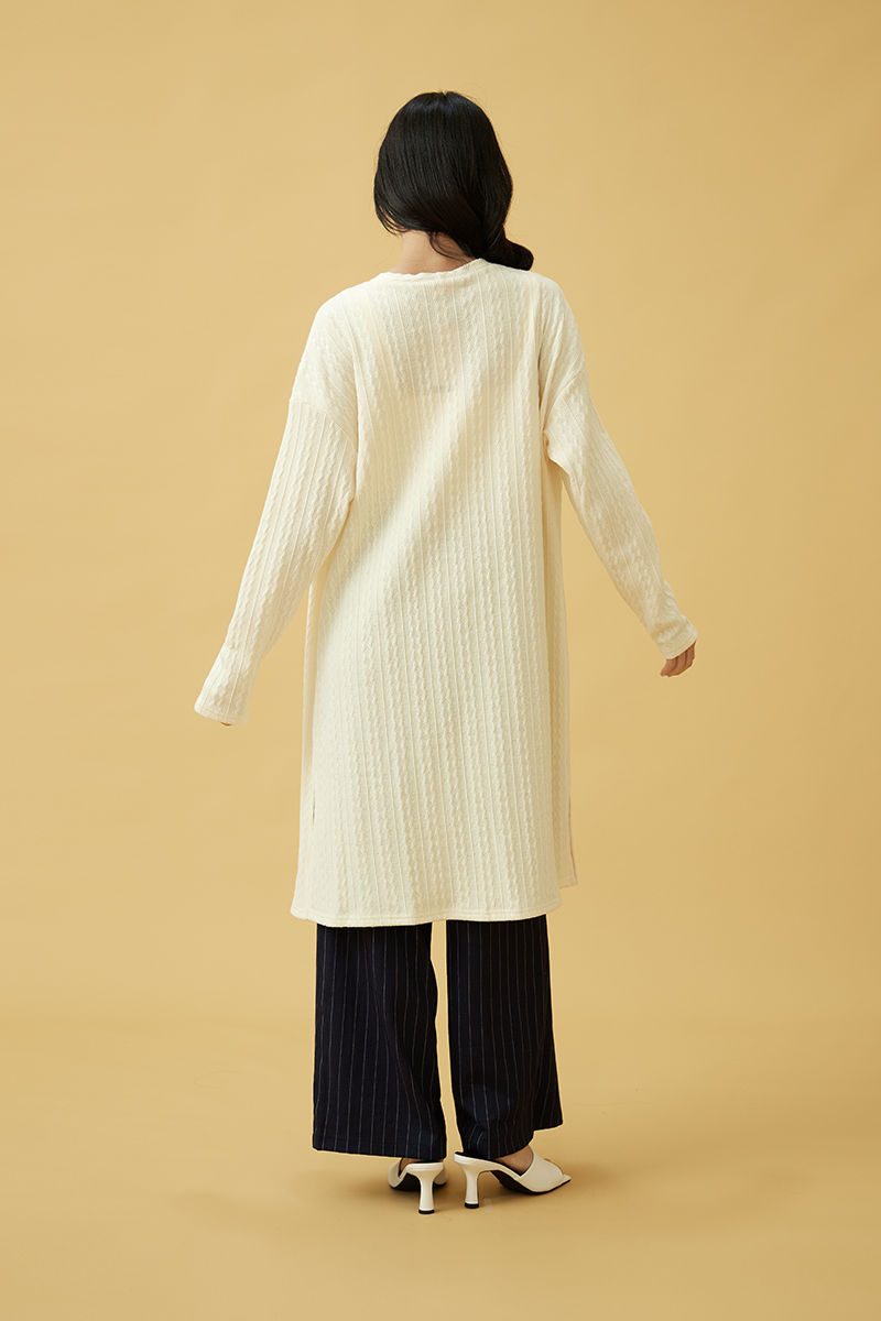 Charis Cable Knit Cardigan in Cream