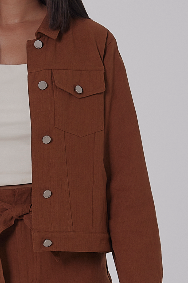 Axael Denim Jacket in Brown