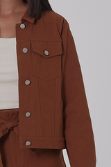 Axael Denim Jacket in Brown