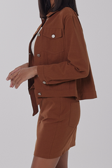 Axael Denim Jacket in Brown