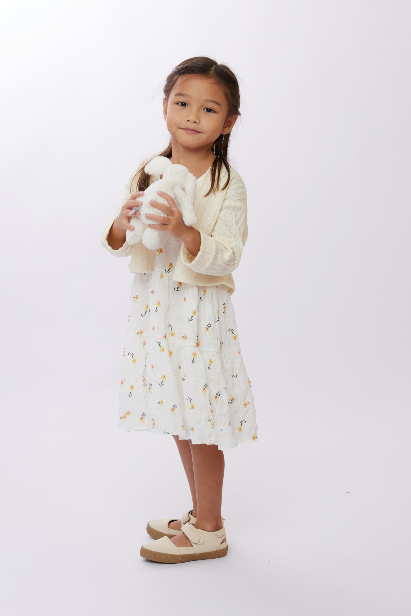 KIDS Doreen Cable Knit Cardigan in Cream