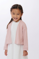 KIDS Doreen Cable Knit Cardigan in Pink