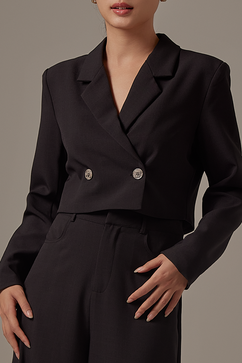 Bernette Collared Blazer in Charcoal