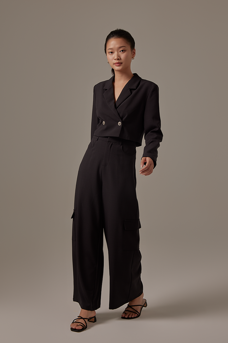Bernette Collared Blazer in Charcoal