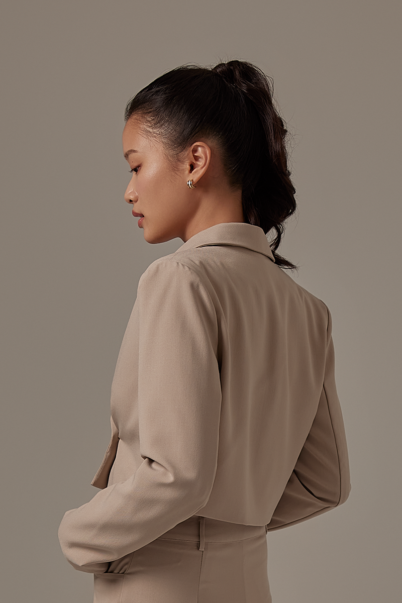 Bernette Collared Blazer in Clay