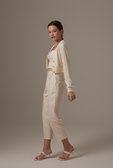 Aziel Cable Knit Cardigan in Cream