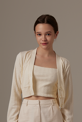Aziel Cable Knit Cardigan in Cream