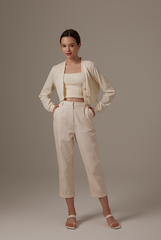 Aziel Cable Knit Cardigan in Cream