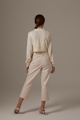 Aziel Cable Knit Cardigan in Cream