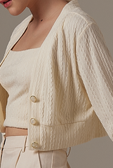Aziel Cable Knit Cardigan in Cream