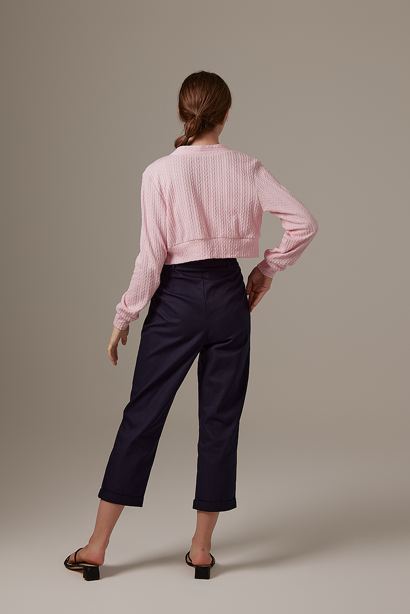 Aziel Cable Knit Cardigan in Pink