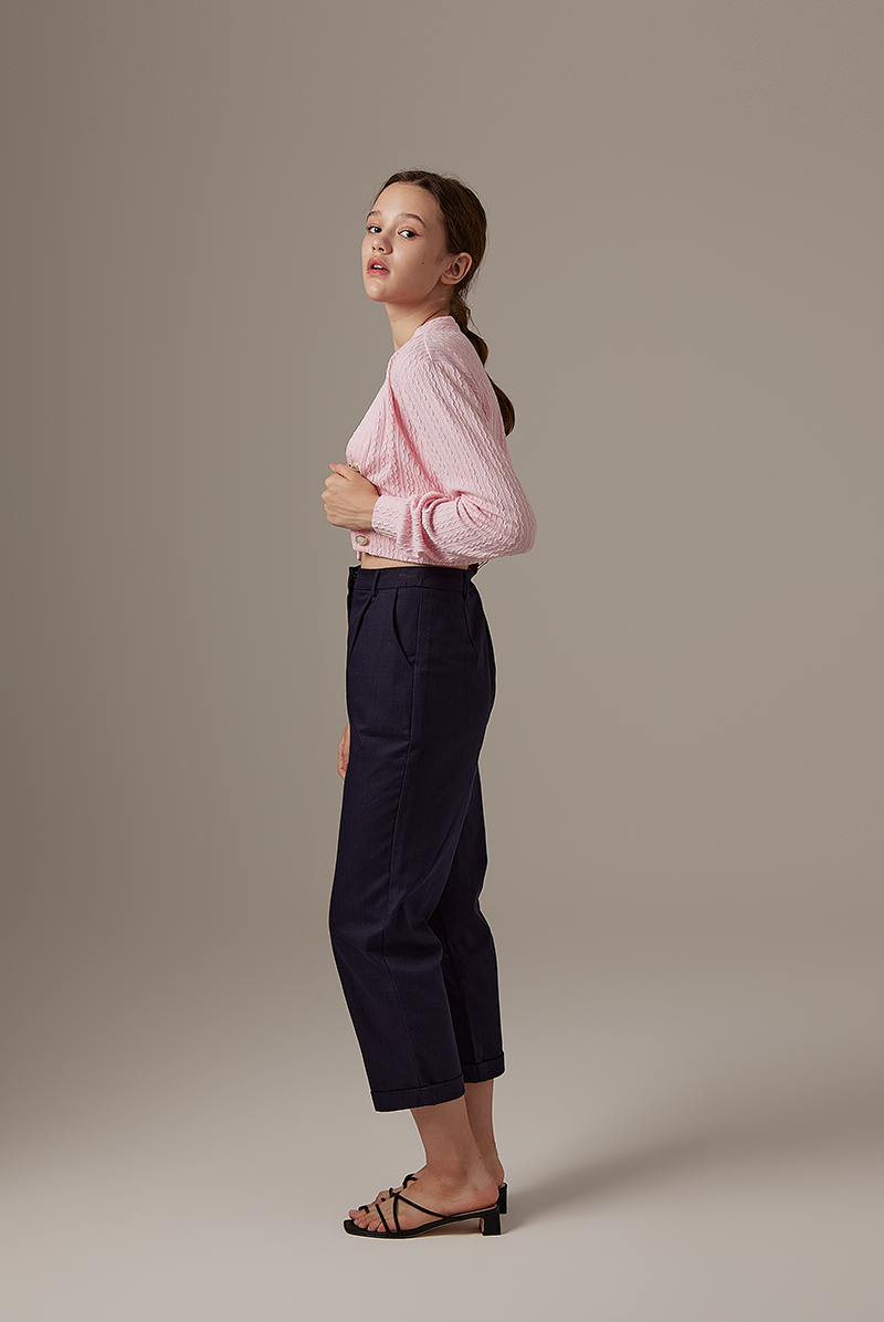 Aziel Cable Knit Cardigan in Pink