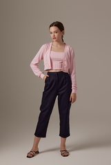 Aziel Cable Knit Cardigan in Pink