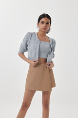 Posie Cable Knit Cardigan in Dusty Blue