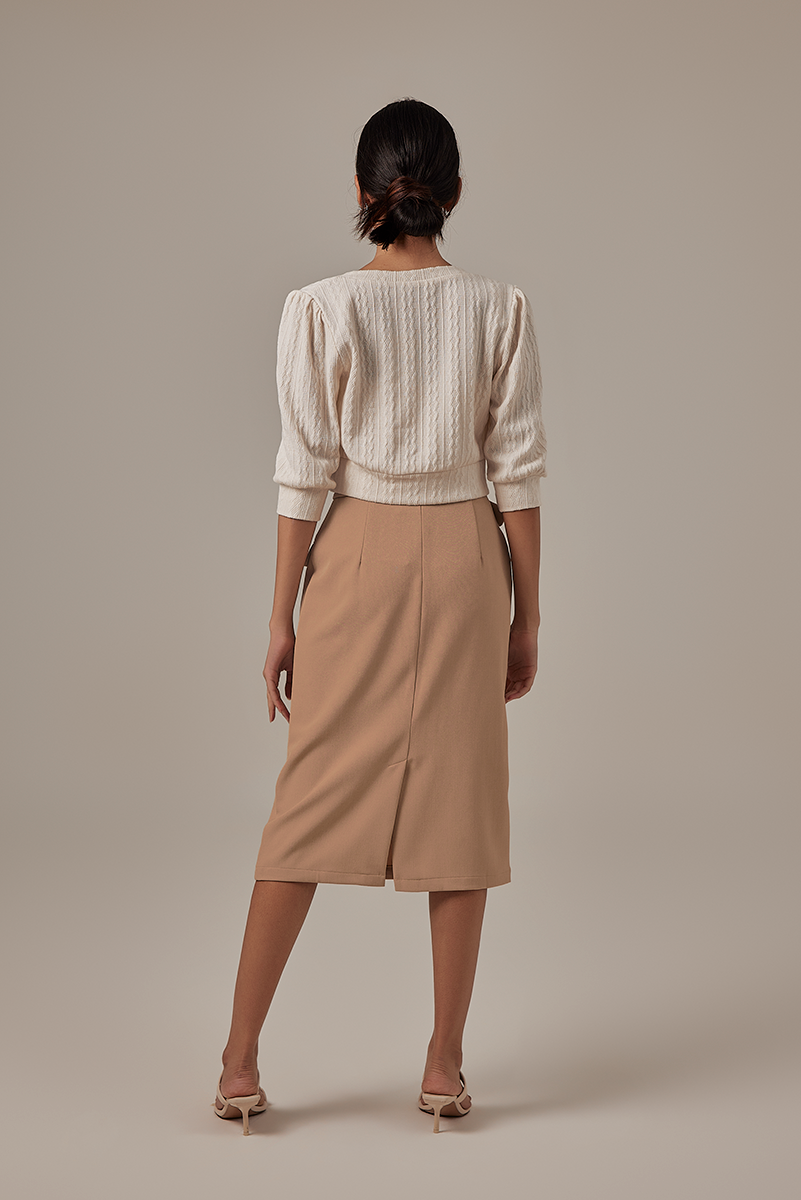 Posie Cable Knit Cardigan in White