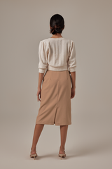 Posie Cable Knit Cardigan in White