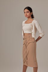 Posie Cable Knit Cardigan in White