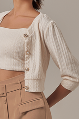 Posie Cable Knit Cardigan in White