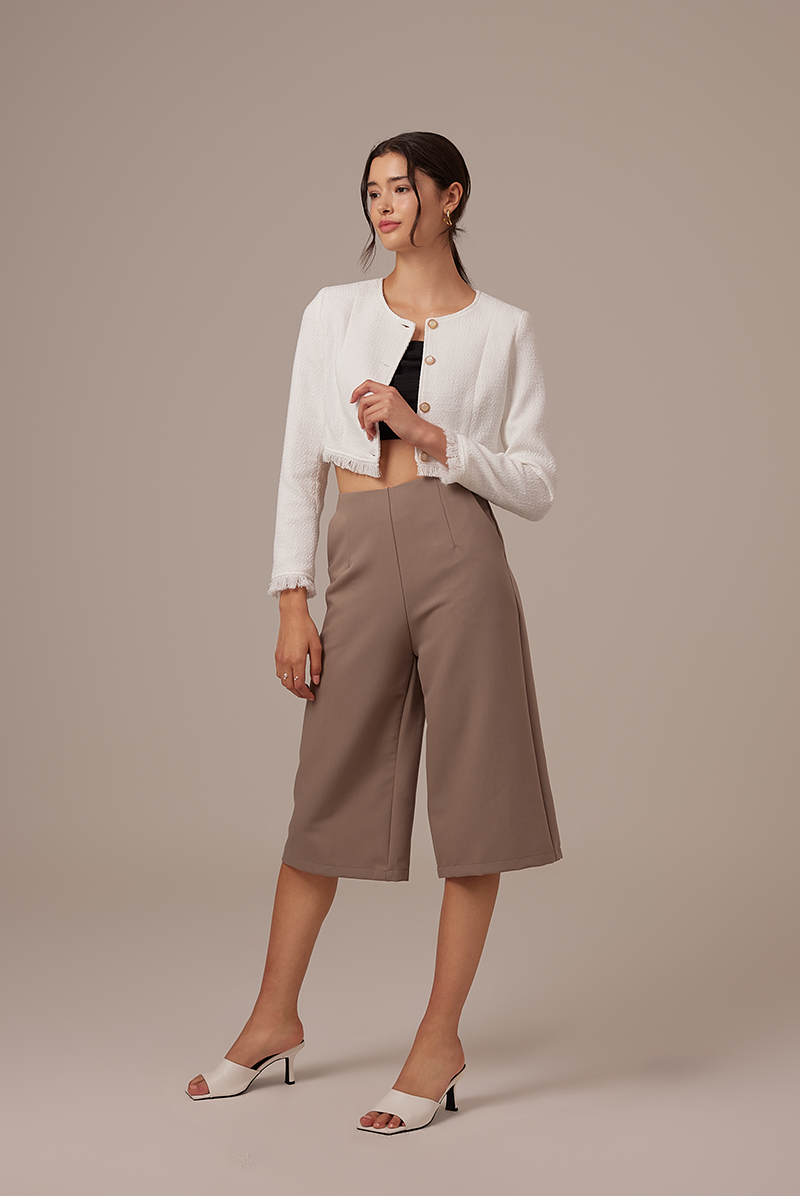 Jora Tweed Cropped Jacket in White