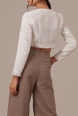 Jora Tweed Cropped Jacket in White