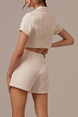 Korina Tweed Jacket Top in Cream