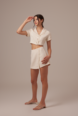 Korina Tweed Jacket Top in Cream
